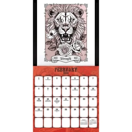 Trends International 2026 Tarot Skulls and Roses 12"x12" Wall Calendar image {2}