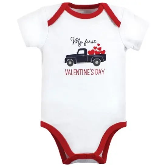 Hudson Baby Infant Boy Cotton Bodysuits, Valentine Truck image {2}