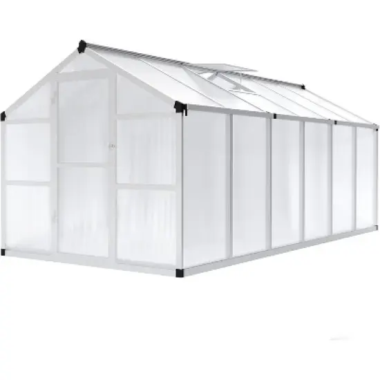 Walk-in Polycarbonate Greenhouse with Adjustable Roof Vent & Lockable Door - Sturdy Aluminum Frame for Outdoor Garden Protection image {6}