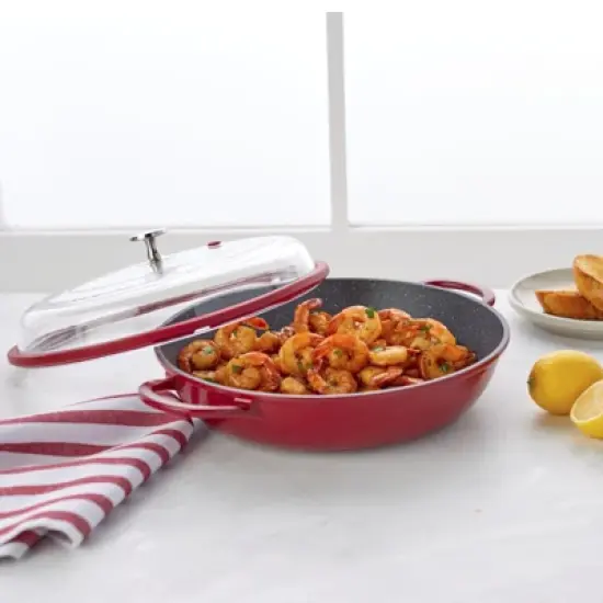 Curtis Stone 4-Quart Cast Aluminum Pan with Glass Lid image {1}