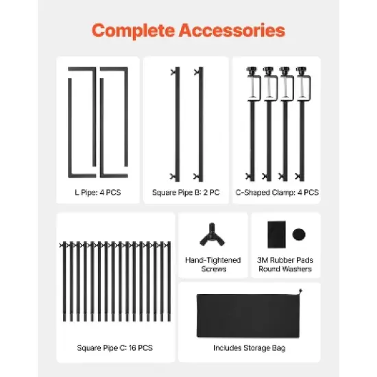 VEVOR Over The Table Rod Stand with Clamps, 13"-42" Tall & 28"-98" Length Adjustable, 2 Packs Table Arch Stand, Tabletop Balloon Arch Frame, Black image {6}