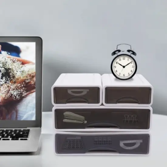 YIYIBYUS Stackable Office Storage Box with 4 Drawers, Desk Organize image {2}