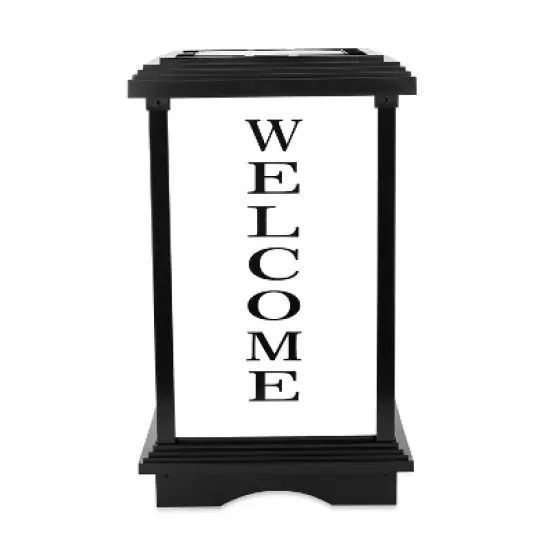 Techko Maid LED Solar 15.51" Welcome Home Small Decorative Outdoor Lantern Off-White/Yellow image {4}