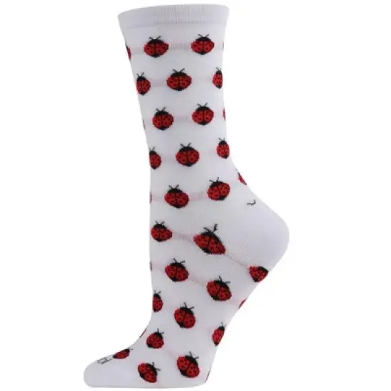 Memoi Ladybug Bamboo Blend Crew Sock image {5}