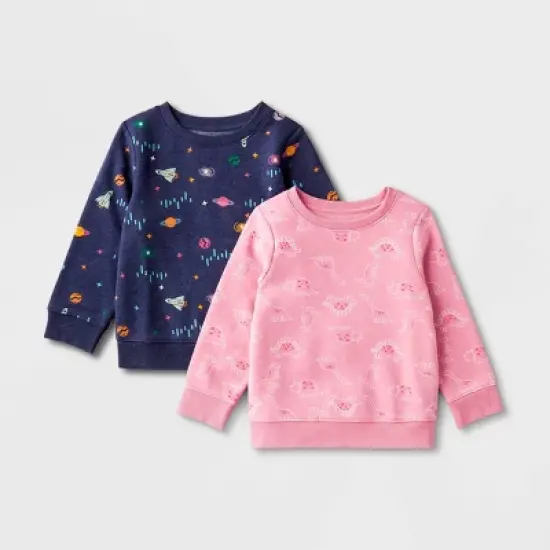 Toddler Girls' 2pk Fleece Pullover Sweatshirt - Cat & Jack&trade; Pink/Navy Blue image {3}