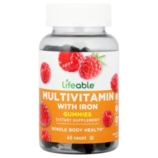 Lifeable Multivitamin with Iron Gummies, Raspberry, 60 Gummies image {4}