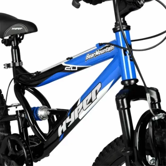Hyper 20" Full Suspension Bear Mountain Bike - Black/Blue: 7-Speed, Steel Frame image {14}