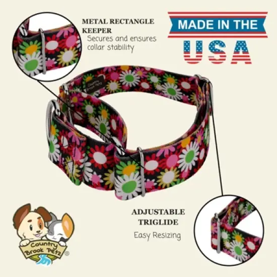 Country Brook Petz HossFit Jr Wide Martingale Dog Collar - Floral Collection image {7}