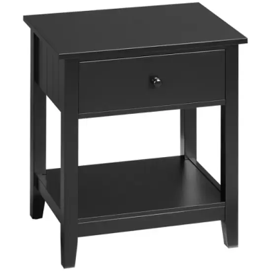 HOMCOM Modern Style Nightstand, Side Table with Drawer and Storage Shelf for Bedroom, or Living Room image {8}