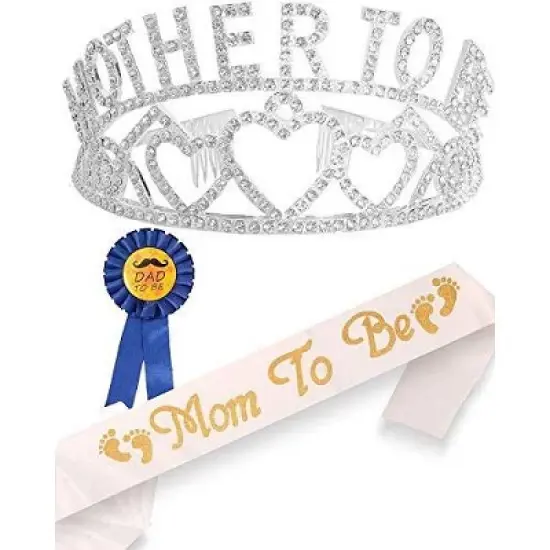 MEANT2TOBE Baby Shower "Mother to be" sash and tiara, Purple Rhinestone image {3}