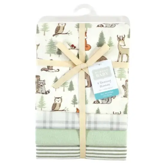 Hudson Baby Infant Boy Cotton Flannel Receiving Blankets, Forest Animals, One Size image {1}