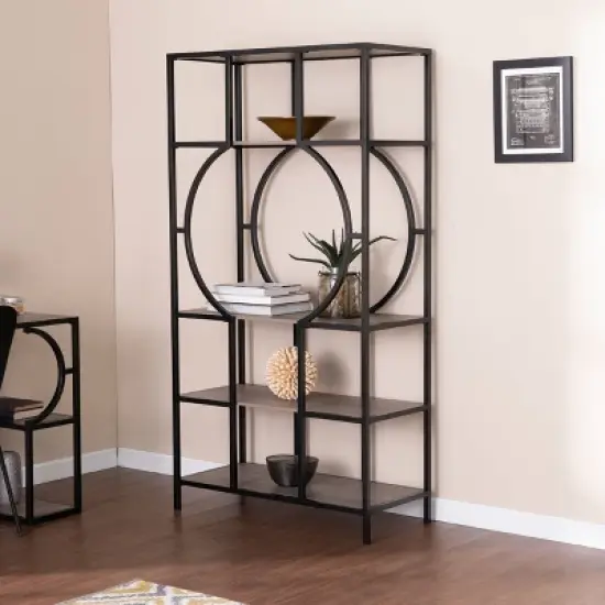 68.25" Vikrin 5 Tier Bookshelf Natural/Black - Aiden Lane image {4}