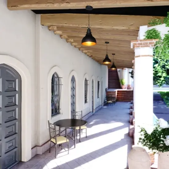 VAXCEL Delano 1 Light Bronze Gold Farmhouse Outdoor Barn Dome Pendant image {6}