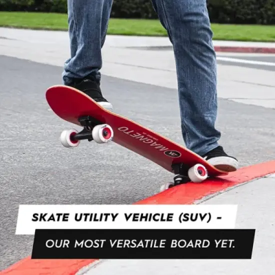 Magneto SUV Skateboards | Fully Assembled 31.5" x 8.5" Standard Size | 7 Layer Canadian Maple Deck with Free Skate Tool, SUV Red image {6}