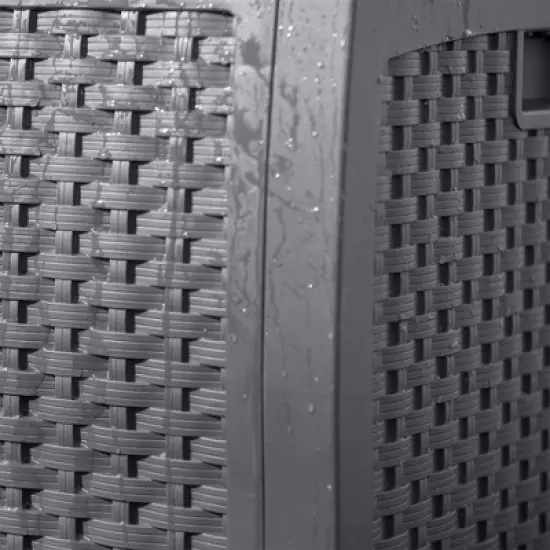 Suncast 73 Gallon Medium Wicker Indoor/Outdoor Storage Boxes for Garden Tools, Pool Accessories, and Patio Cushions, Cyberspace (3 Pack) image {2}