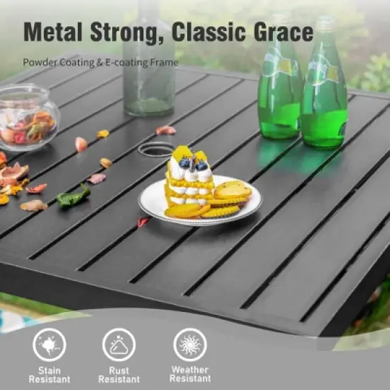 Captiva Designs 3pc Outdoor Patio Metal Bar Height Table & Bar Swivel Chair with Cushion and Armrest image {13}