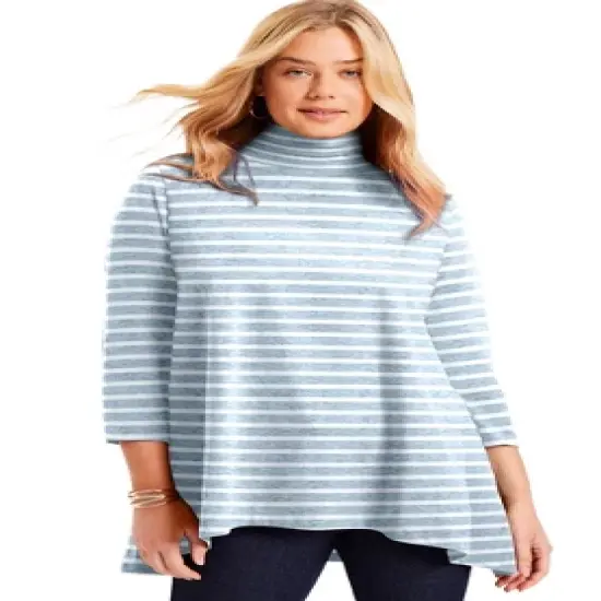 June + Vie by Roaman's Women&rsquo;s Plus Size One+Only Mock-Neck Tunic image {9}