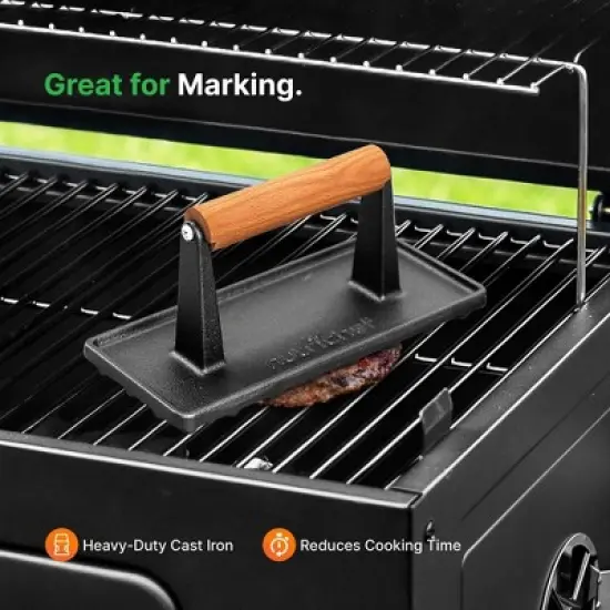 NutriChef Cast Iron Grill Press , Black image {2}