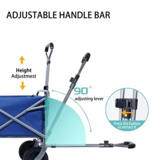 FATMOON Collapsible Utility Wagon Cart with 360lb Capacity & Adjustable Handle & Cup Holders for Beach,Camping,Gardening, Outdoor image {3}