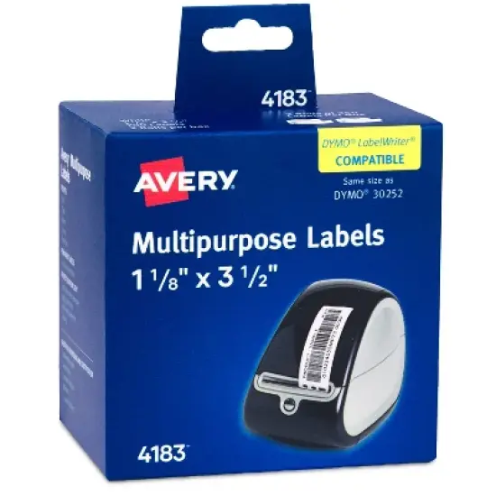 Avery Direct Thermal Roll Labels, 1-1/8" x 3-1/2", White, 350 Multipurpose Labels Per Roll, 2 Rolls (4183) image {8}