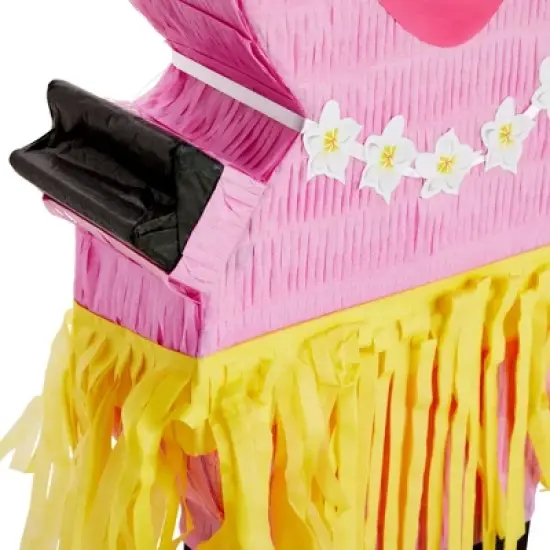 Blue Panda Pink Pig Pinata for Hawaiian Luau Pinata Summer Tropical Birthday Party Supplies Decorations with Skirt Design, 16.5x10x3 In image {5}