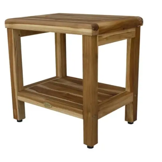 EcoDecors&reg; Eleganto&reg; 18" Teak Wood Shower Bench with Shelf in EarthyTeak Finish image {3}
