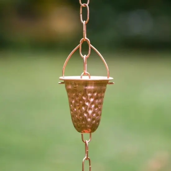 Marrgon Copper Rain Chain with Hammered Bell Style Cups for Gutter Downspout Replacement image {2}