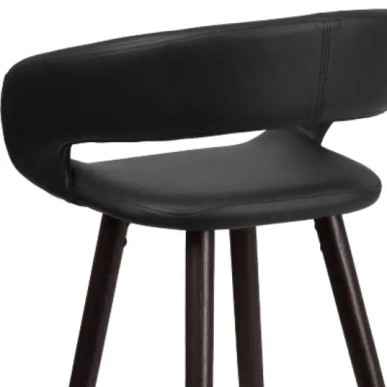 Merrick Lane 24 Inch Wood Ultramodern Bar Counter Stool With Black Upholstered Seat image {11}