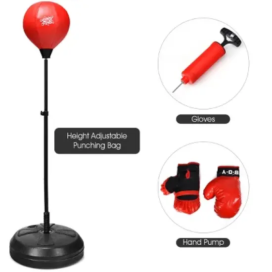 Costway Boxing Punching Bag w/Height Adjustable Stand Boxing Gloves image {4}