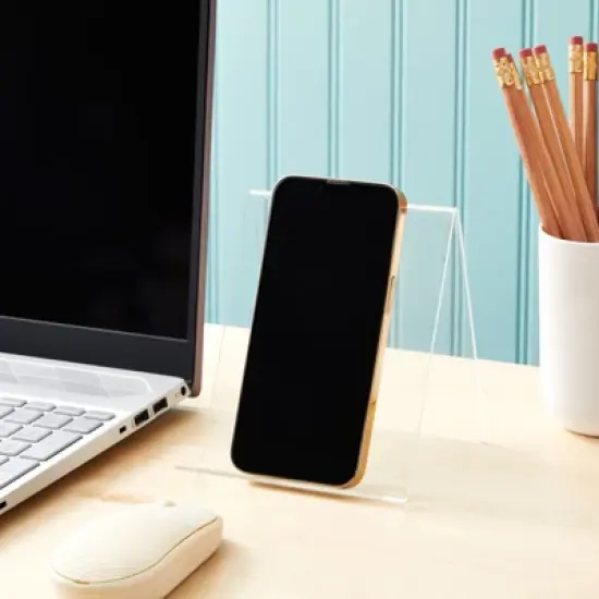 Juvale 6-Pack Acrylic Book Stand for Books, Comics, Phone, Tablet, Clear Easel Display, 4.5x5-Inch Transparent Holder for School, Home, Office image {1}