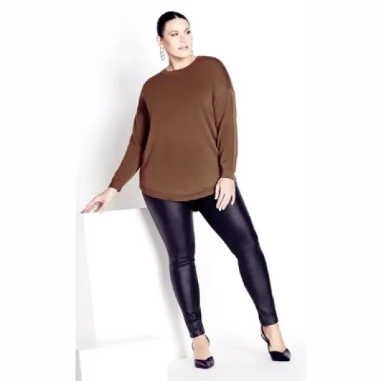 Women's Plus Size Tully Curved Hem Sweater - chocolate | AVENUE image {2}