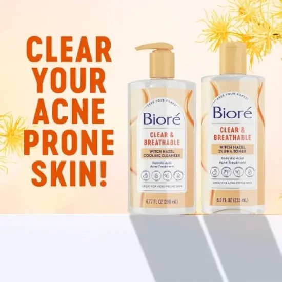 Biore Witch Hazel Pore Clarifying Cooling Cleanser, Acne Face Wash, 2% Salicylic Acid Cleanser - Scented - 6.77 fl oz image {4}