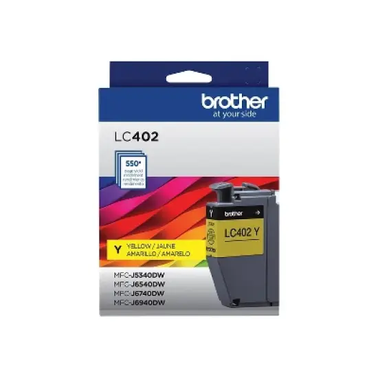 Brother LC402 Yellow Standard Yield Ink Cartridge Prints Up to 550 Pages (LC402YS) image {2}