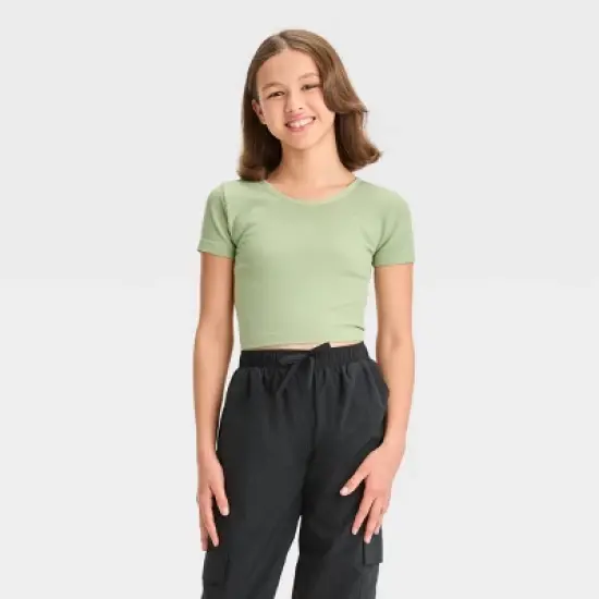 Girls' Short Sleeve Seamless Cropped T-Shirt - art class&trade; image {5}