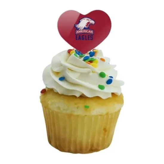 American University Eagles Logo Heart Love Cupcake Picks Toppers Decoration Set of 6 image {4}