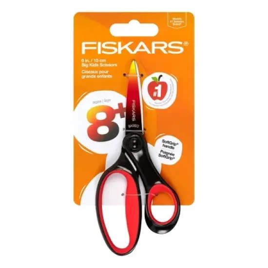 Fiskars Pointed-Tip Softgrip School Supplies Big Kids Scissors for Kids 8 to 11 - 6" Scissors Black Ombre image {8}