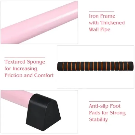 Costway Portable Ballet Barre 4ft Freestanding Adjustable Double Dance Bar Pink image {6}