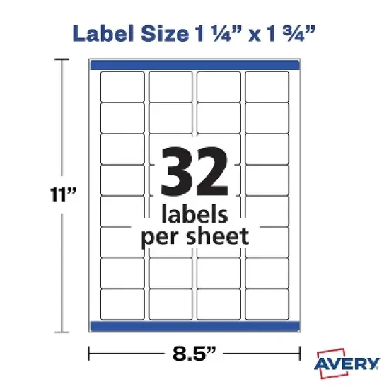 Avery Removable Rectangle Labels w/TrueBlock Technology 1 1/4 x 1 3/4 Glossy 256/PK 22828 image {4}