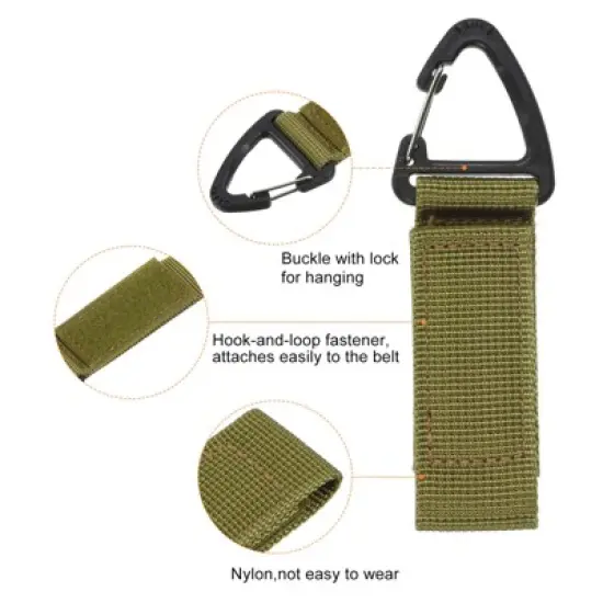 Unique Bargains Belt Keeper Key Clip Set Nylon Webbing Buckle Keychain Black Green Khaki 3Pcs image {3}