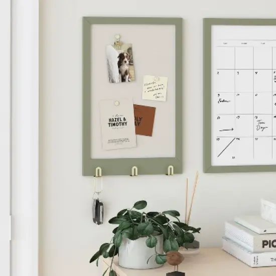 U Brands 11"x17" Modern Wall Organizer Center Linen Bulletin Forest Fog image {6}