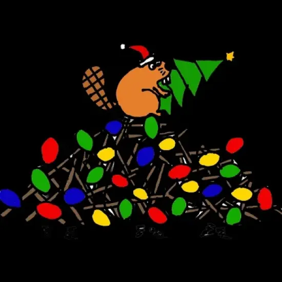 Men's Design By Humans Cool Christmas Beaver dding Lights to Dam By SmileToday Tank Top image {1}