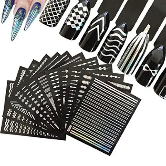 Wrapables 12 Sheets Holographic Nail Stickers image {1}