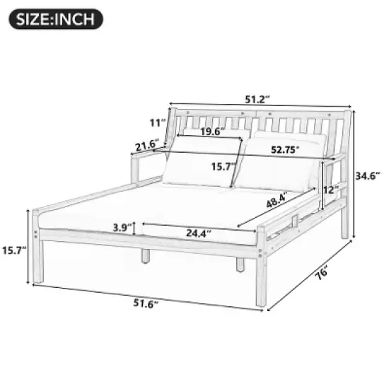 Whisen Outdoor Daybed, Patio Daybed with Four Pillows, Wooden Outdoor Bed with Curved Armrests image {13}