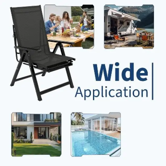 Folding Chaise Lounge Chair,Chaise Lounge Chairs with10 Adjustable Positions&Retractable Footrest,Lightweight Recliner for Outdoor, Beach image {6}