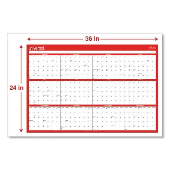 Erasable Wall Calendar, 24 x 36, White/Red Sheets, 12-Month (Jan to Dec): 2026 image {3}