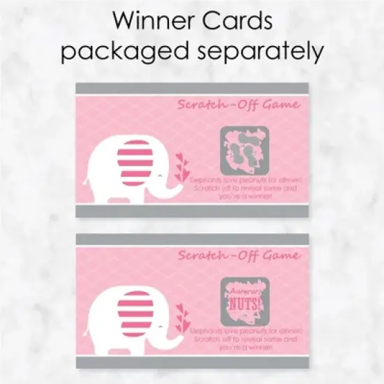 Big Dot of Happiness Pink Elephant - Girl Baby Shower or Birthday Party Game Scratch Off Cards - 22 Count image {2}