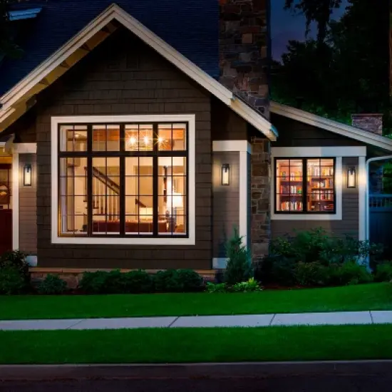 C Cattleya 2 Pack Dusk to Dawn Matte Black Outdoor Wall Light with Cylinder Clear Glass Shade image {3}