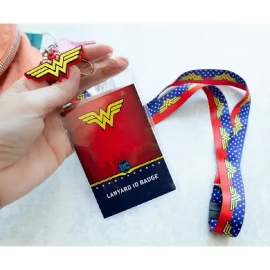 Silver Buffalo DC Comics Wonder Woman 22-Inch Lanyard With ID Badge Holder And Logo Charm image {3}