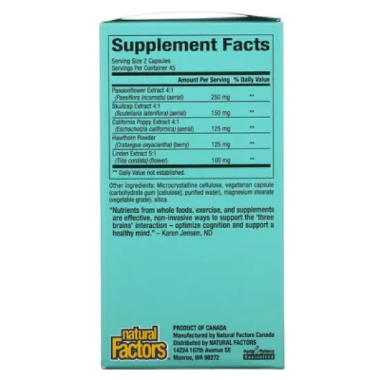 Natural Factors 3 Brains, The Best-Sleep, 90 Vegetarian Capsules image {1}