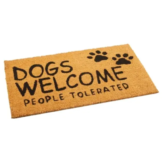 Juvale Dog Coir Doormat, Dogs Welcome People Tolerated, Natural Outdoor Door Mat for Porch (30 x 17 In) image {6}